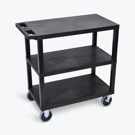 LUXOR Black EC222HD-B 18x32 Cart with 3 Flat Shelves EC222HD-B